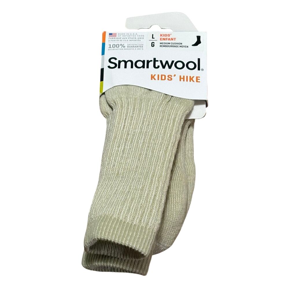 Smart Wool Children's Winter Comfy Cozy Hiking Oatmeal Crew Socks New Large